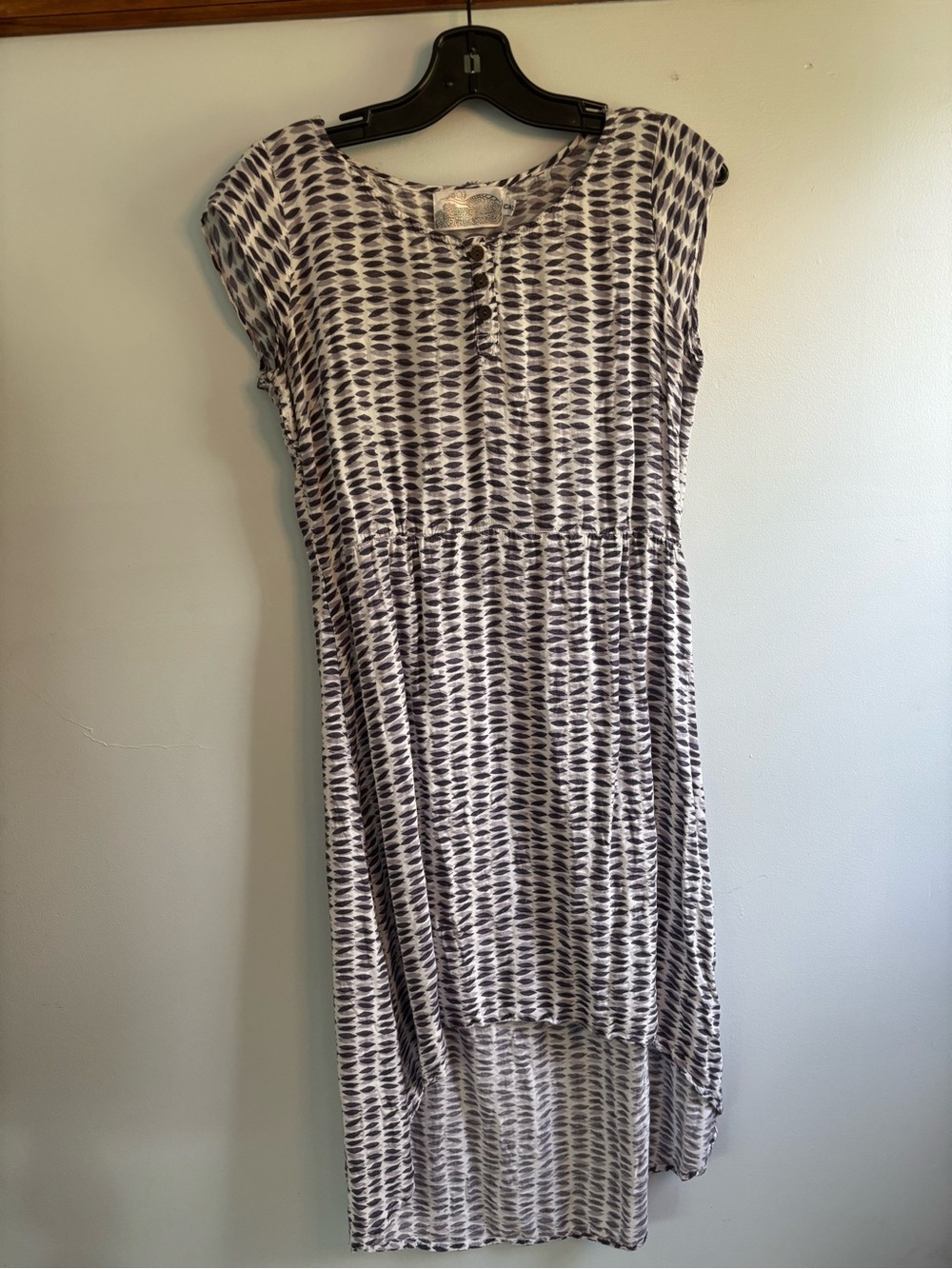 High-Low Scoop-Neck Dress in purple and White